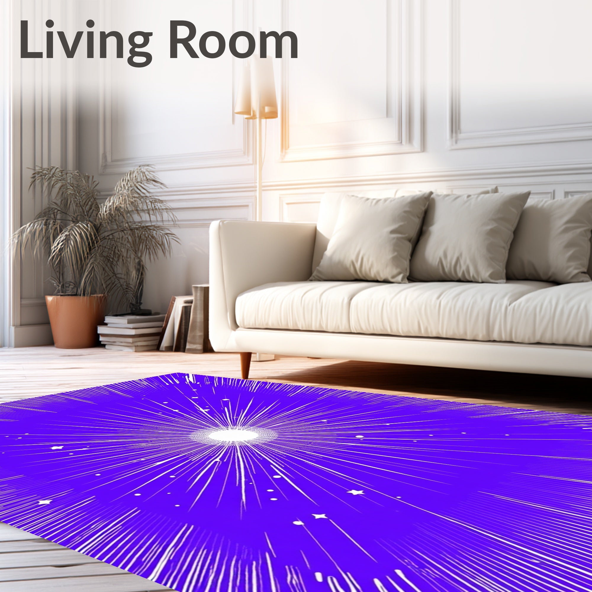 Vibrant Purple Burst Starry Field Rug