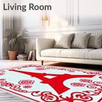 Red Eiffel Tower Pink Roses Border Rug