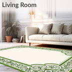 Elegant Green Scrollwork Frame Rug
