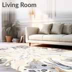 Abstract Neutral Organic Bloom Rug