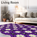 Vintage Purple Floral Lattice Rug