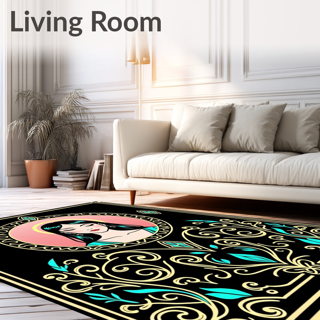 Regal Woman Emerald Floral Frame Rug