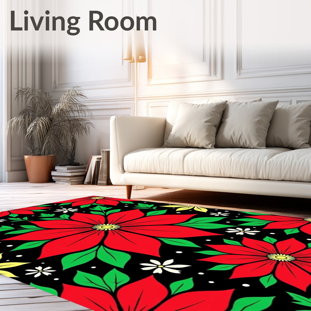 Bold Red Flower Garden Rug