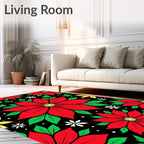 Bold Red Flower Garden Rug