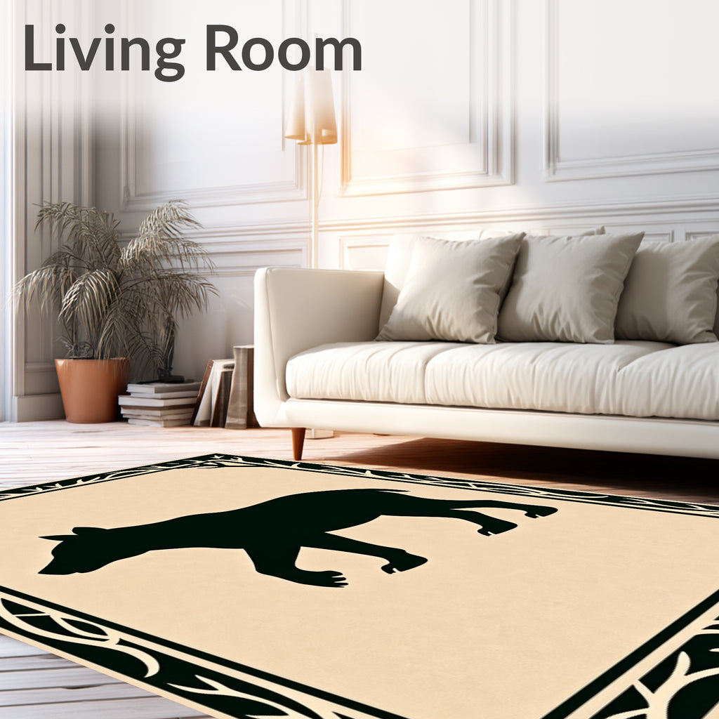 Black Bear Silhouette Woodland Crest Rug