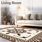 Brown Geometric Medallion Border Rug
