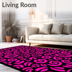 Bright Pink Abstract Floral Swirl Rug