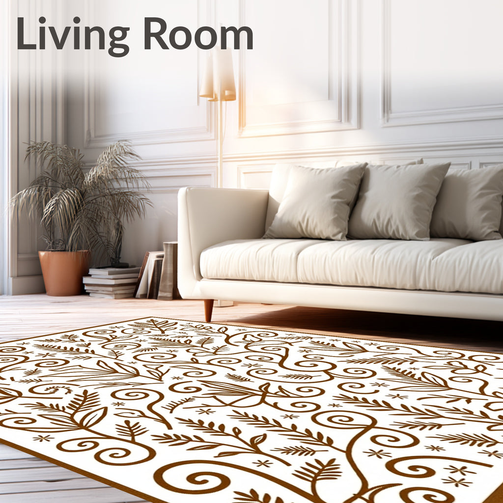 marrn Woodland Sprigs Swirls Ferns Rug