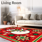 Festive Red Snowman Starburst Rug