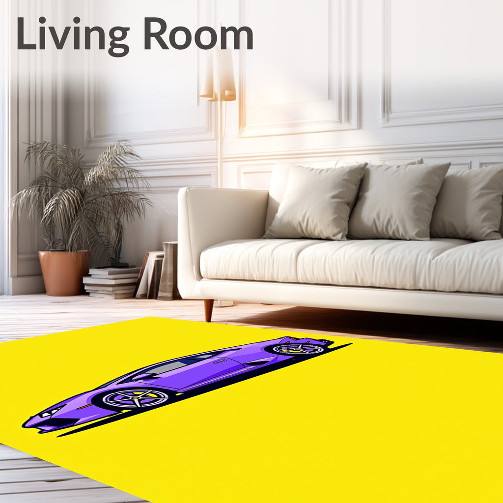 Vibrant Purple Sports Car Pop Art Rug