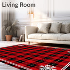 Classic Red Black Plaid Snowflake Rug