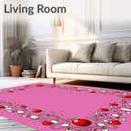 Pink Red Berry Vine Border Rug