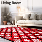 Bold Red Cross Hatch Geometric Rug
