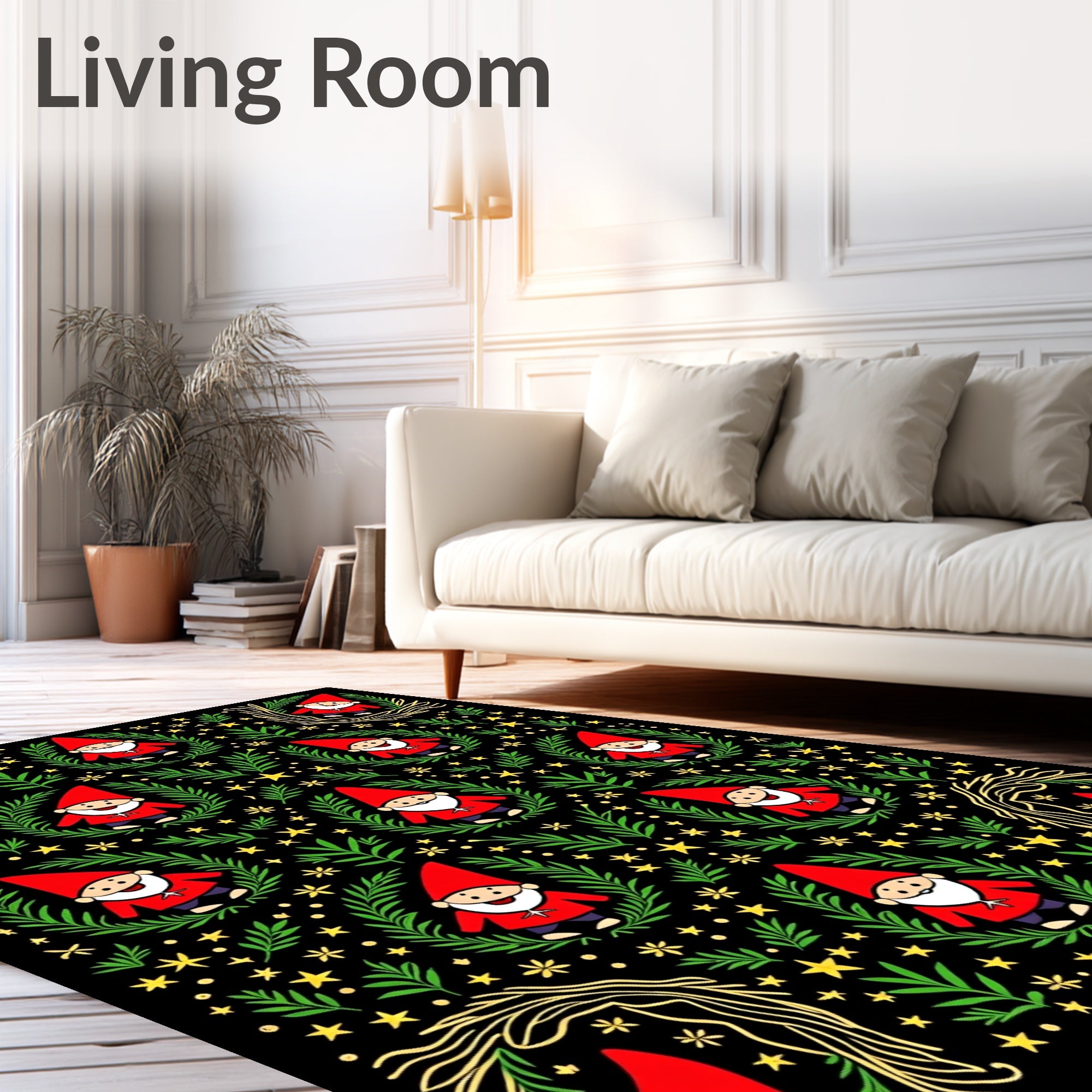 Whimsical Red Gnome Starry Night Rug