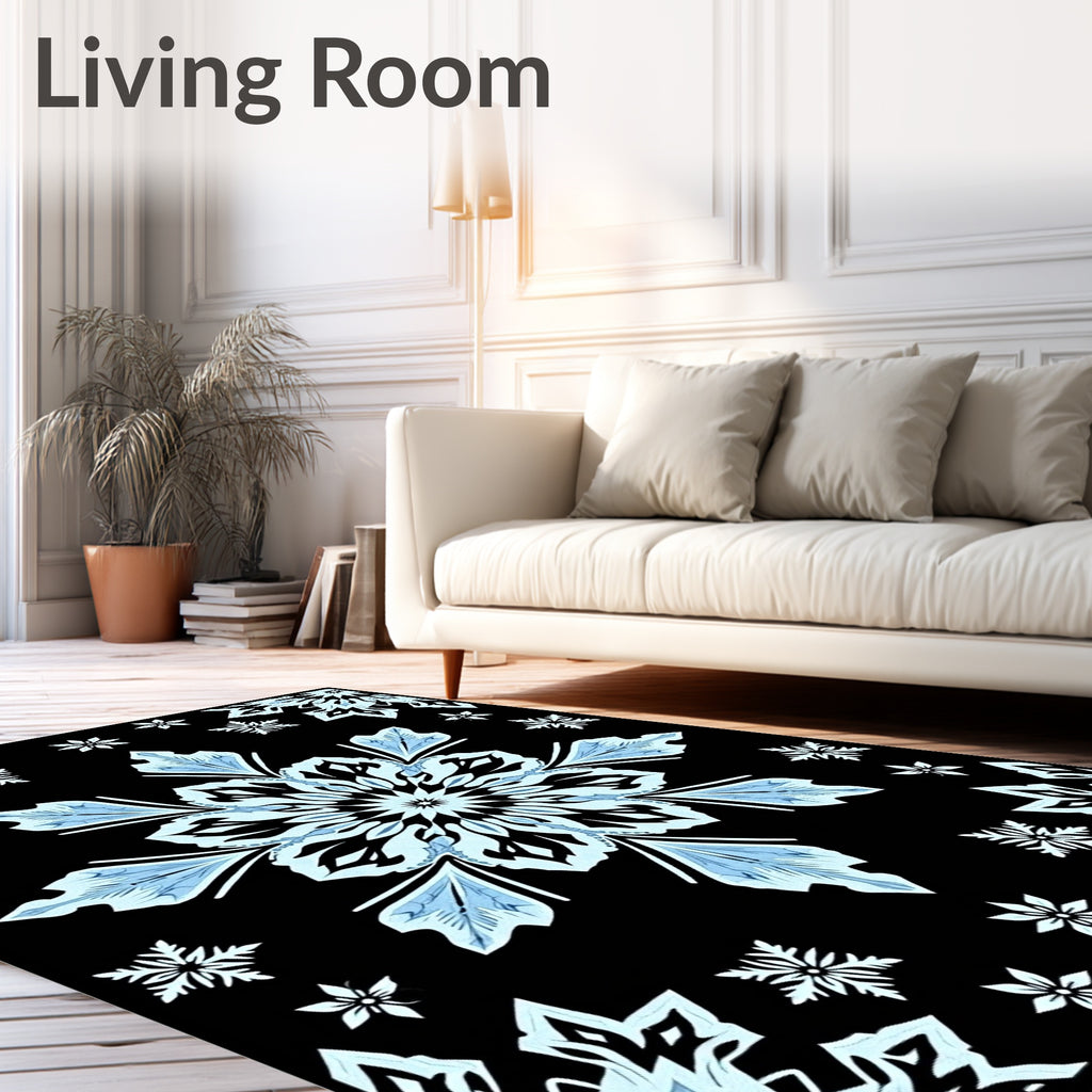 Light Blue Snowflake Mandala Accent Rug