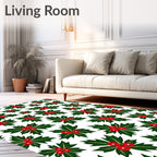 Festive Green Holly Berry Clusters Rug