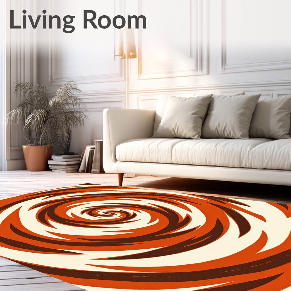 Retro Orange And Brown Swirl Rug