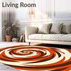 Retro Orange And Brown Swirl Rug