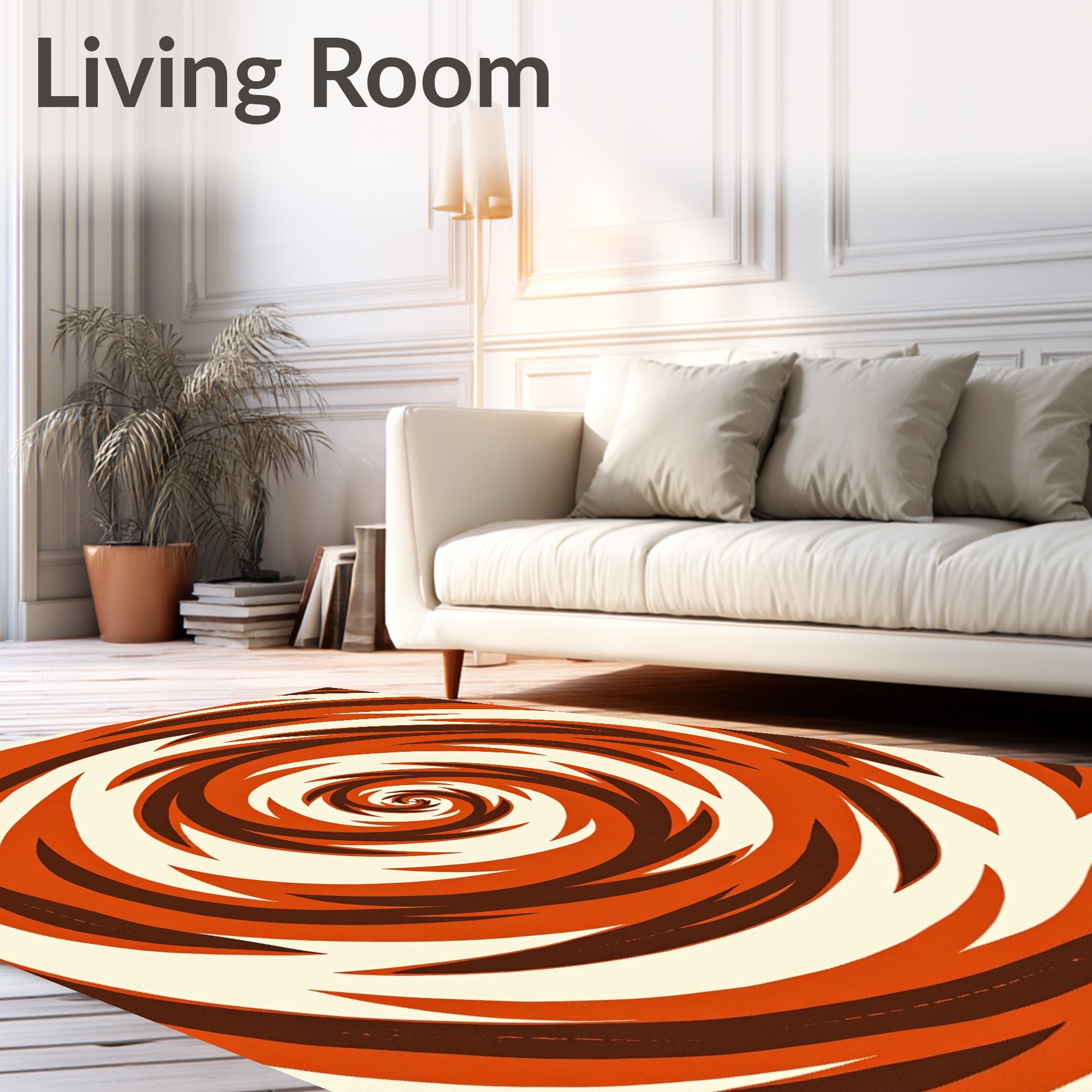 Retro Orange And Brown Swirl Rug