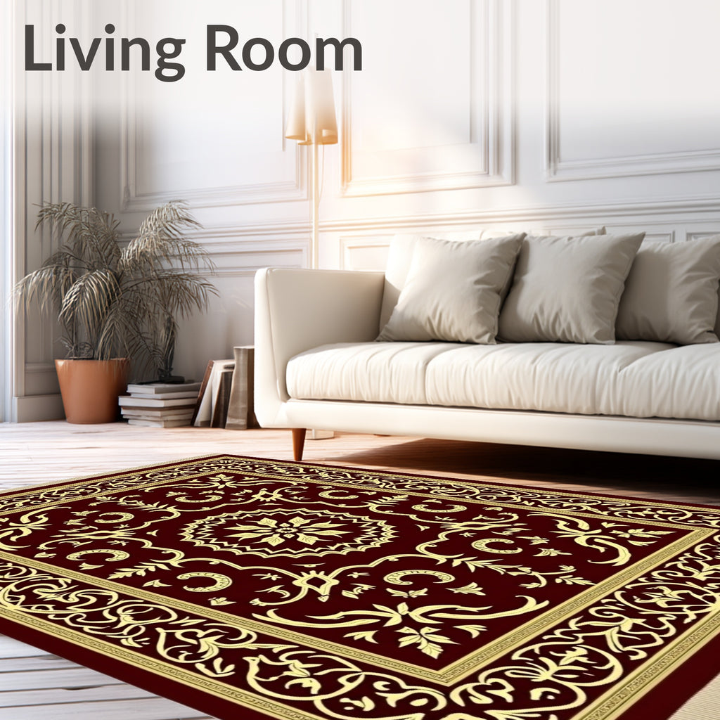 Crimson Gold Medallion Arabesque Rug