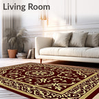 Crimson Gold Medallion Arabesque Rug
