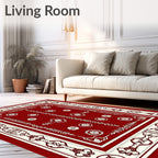 Crimson Ivory Ornate Floral Medallion Rug