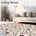 Burgundy Floral Botanical Vine Rug