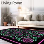 Fuchsia Mint Floral Scroll Radiance Rug