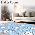 Whimsical Snowman Blue Swirls Rug