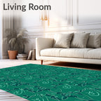 Deep Teal Botanical Swirls Rug