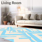 Light Blue Ivory Geometric Diamond Rug