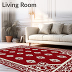 Crimson Lattice Bloom Border Rug