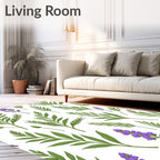 Purple Lavender Green Leafy Branch Rug