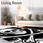 Black White Skull Crossbones Rug