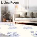 Soft Blue Abstract Floral Cluster Rug