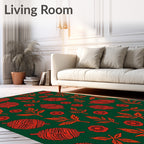 Crimson Botanical Jacquard Garden Rug