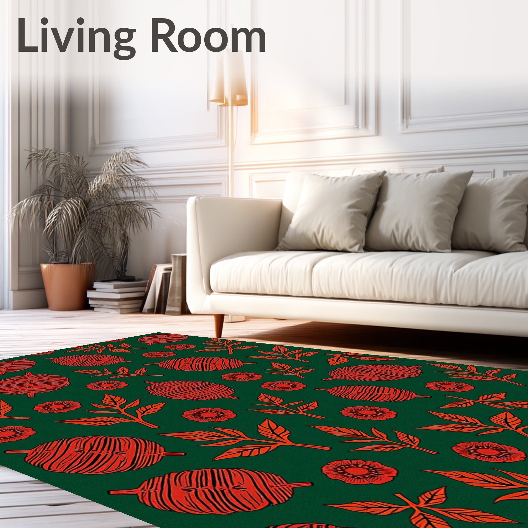 Crimson Botanical Jacquard Garden Rug