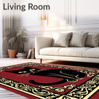 Black Cat Crimson Floral Border Rug