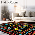 Whimsical Yellow Dog Forest Holiday Rug