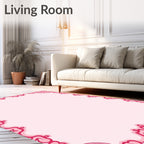 Ornate Pink Scrollwork Border Rug