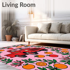 Whimsical Red Truck Fruit Garland Rug