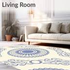 Pale Blue Medallion Floral Scroll Rug