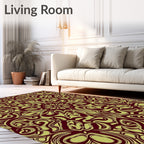 Crimson Gold Swirl Floral Medallion Rug