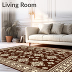Brown Tan Cream Ornamental Star Medallion Rug
