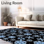 Winter Sky Blue Snowflake Collage Rug