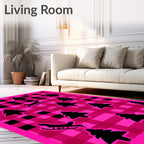 Pink Black Buffalo Check Christmas Trees Rug