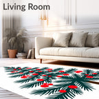 Festive Evergreen Red Orb Accents Rug
