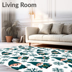 Teal Gnomes And Snowflakes Pattern Rug