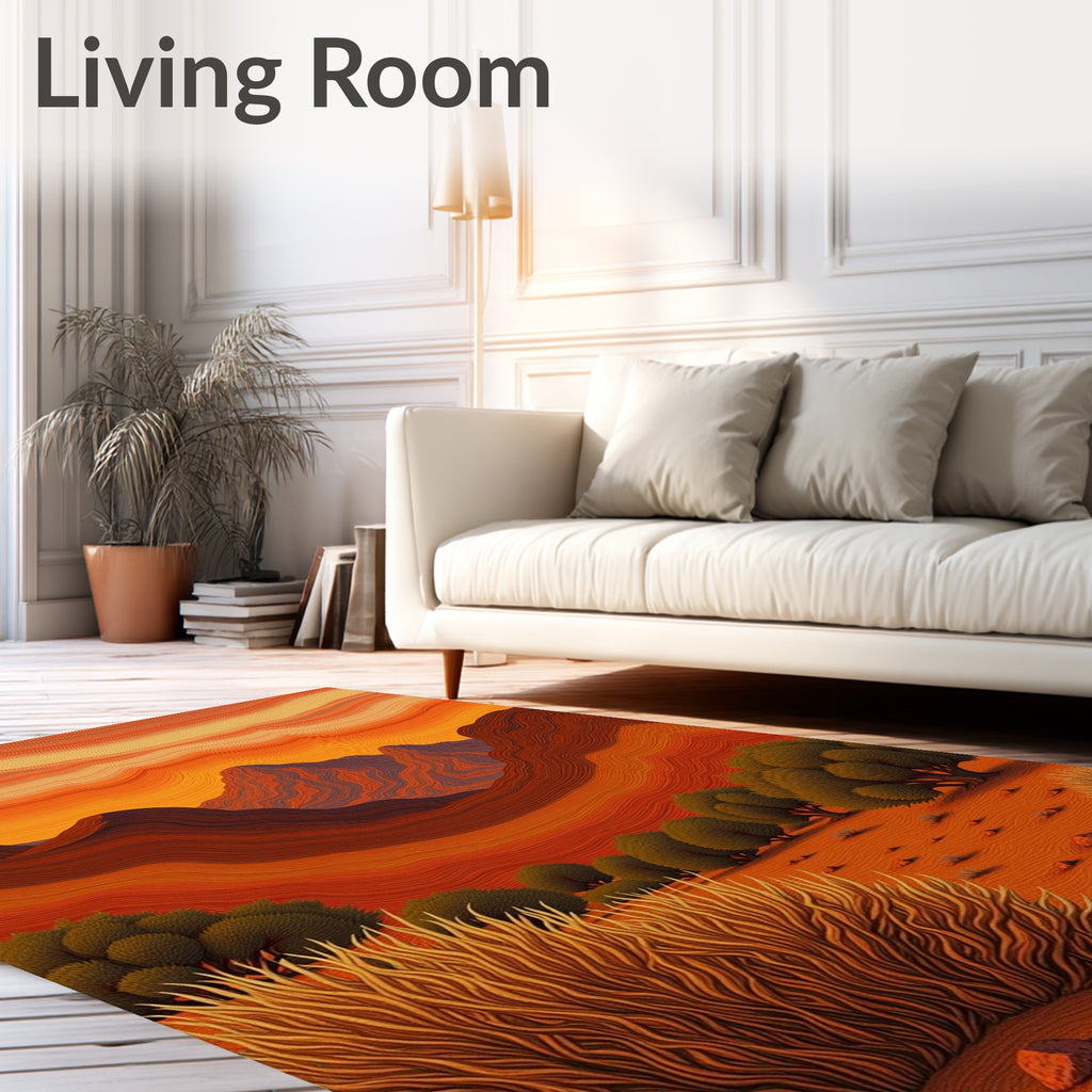 Crimson Desert Canyon Landscape Rug