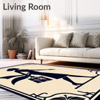 Art Deco Navy Woman Shopping Silhouette Rug